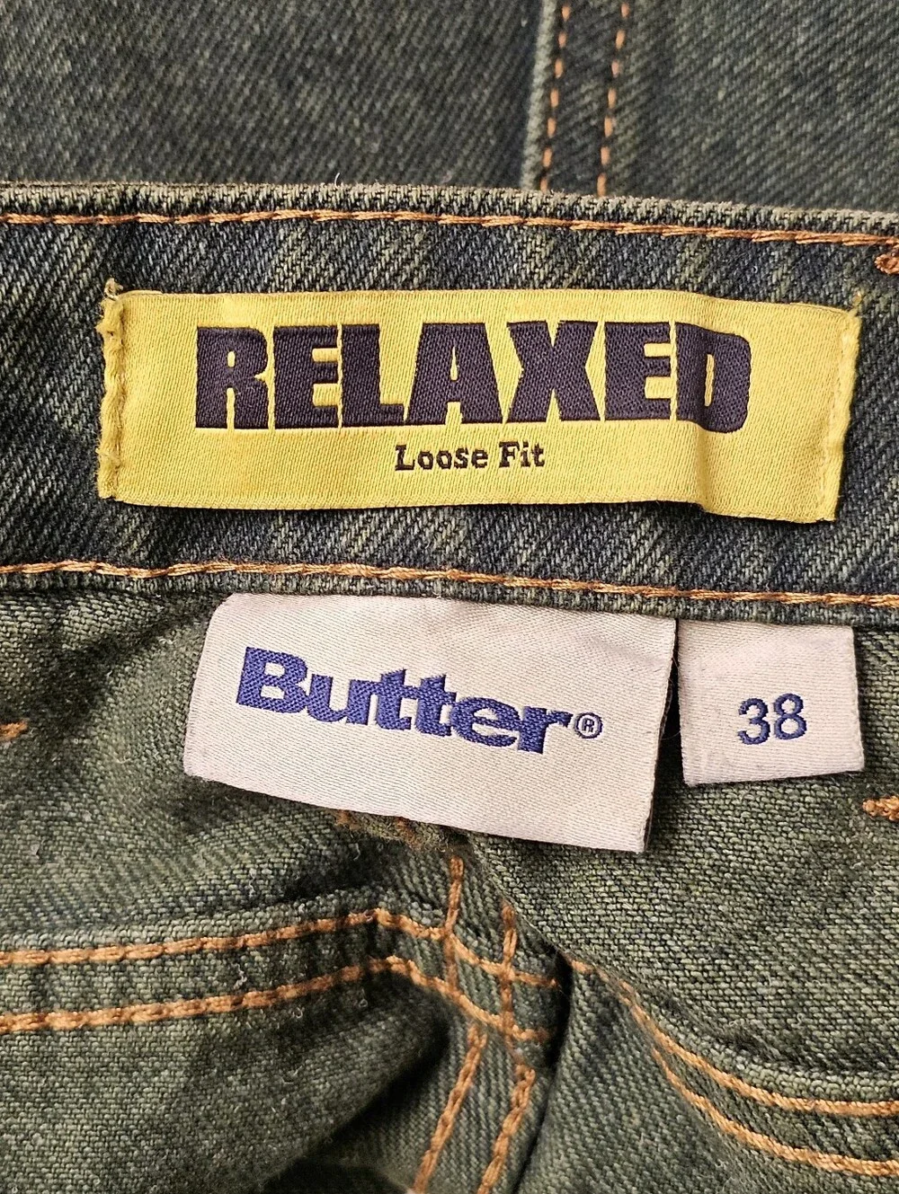 Butter Goods Tour Denim Jeans Men's 38 x 30 Relaxed Loose Fit Army Green Pants